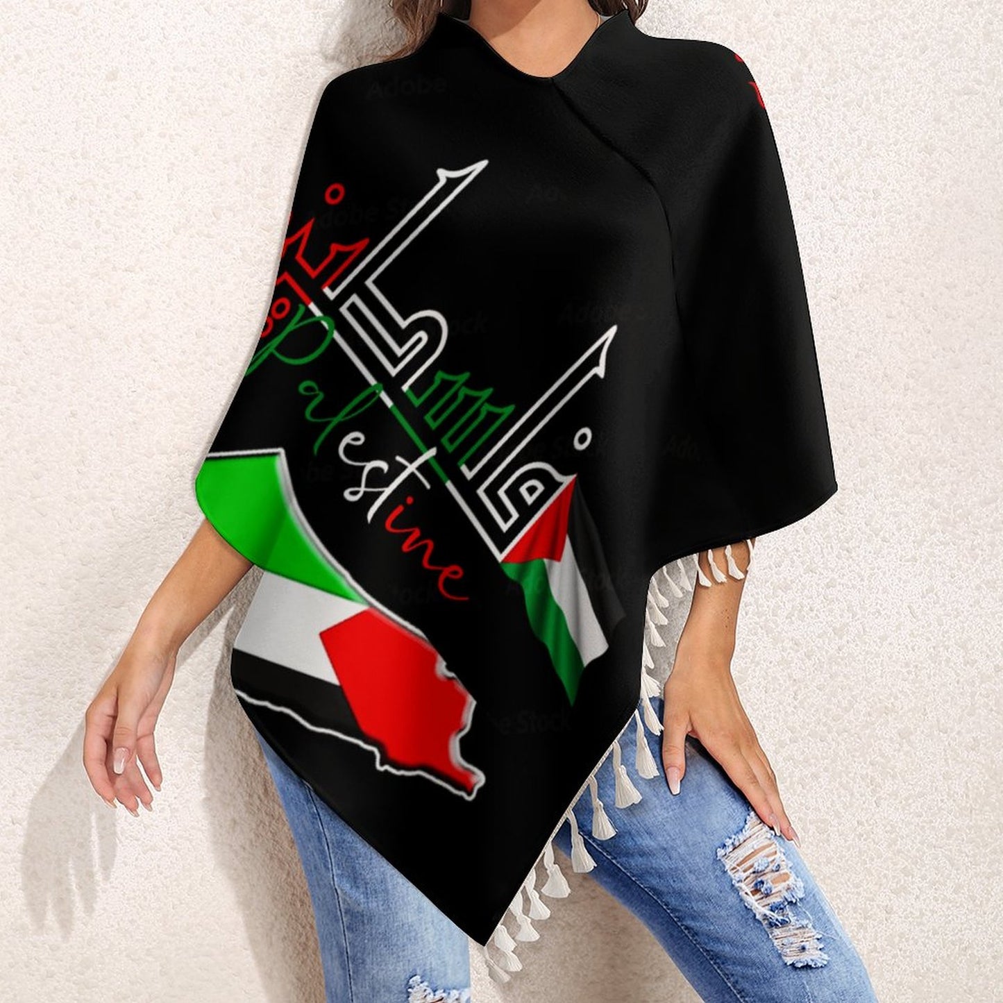 WOMENS PALESTINE KNITTED CAPE