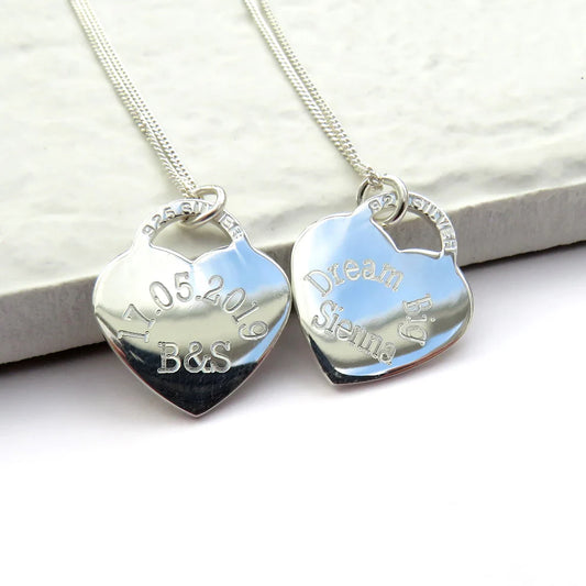 STERLING SILVER HEART TAG NECKLACE  - PERSONALISED