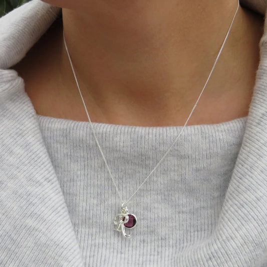 INITIAL BIRTHSTONE NECKLACE  - PERSONALISED