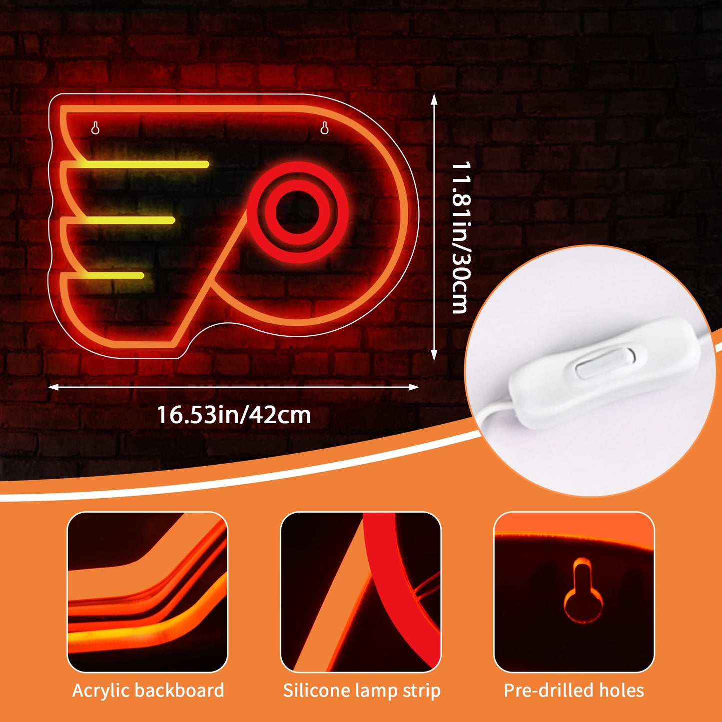 Philadelphia Flyers Neon Wall Light