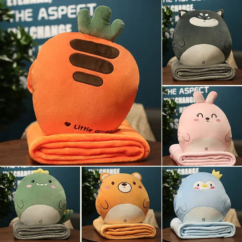 Cute 3 in 1 Stuffed Hand Warmer Cushion and Blanket