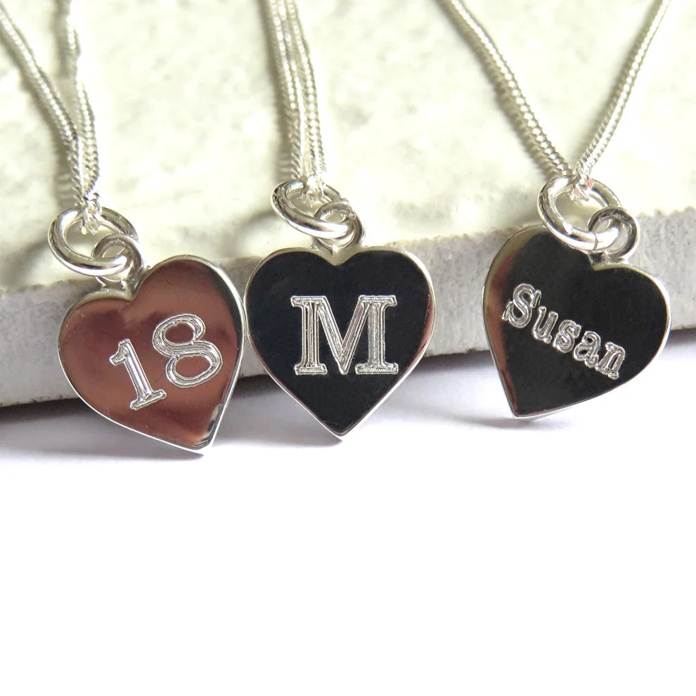 MINI STERLING SILVER HEART NECKLACE  - PERSONALISED