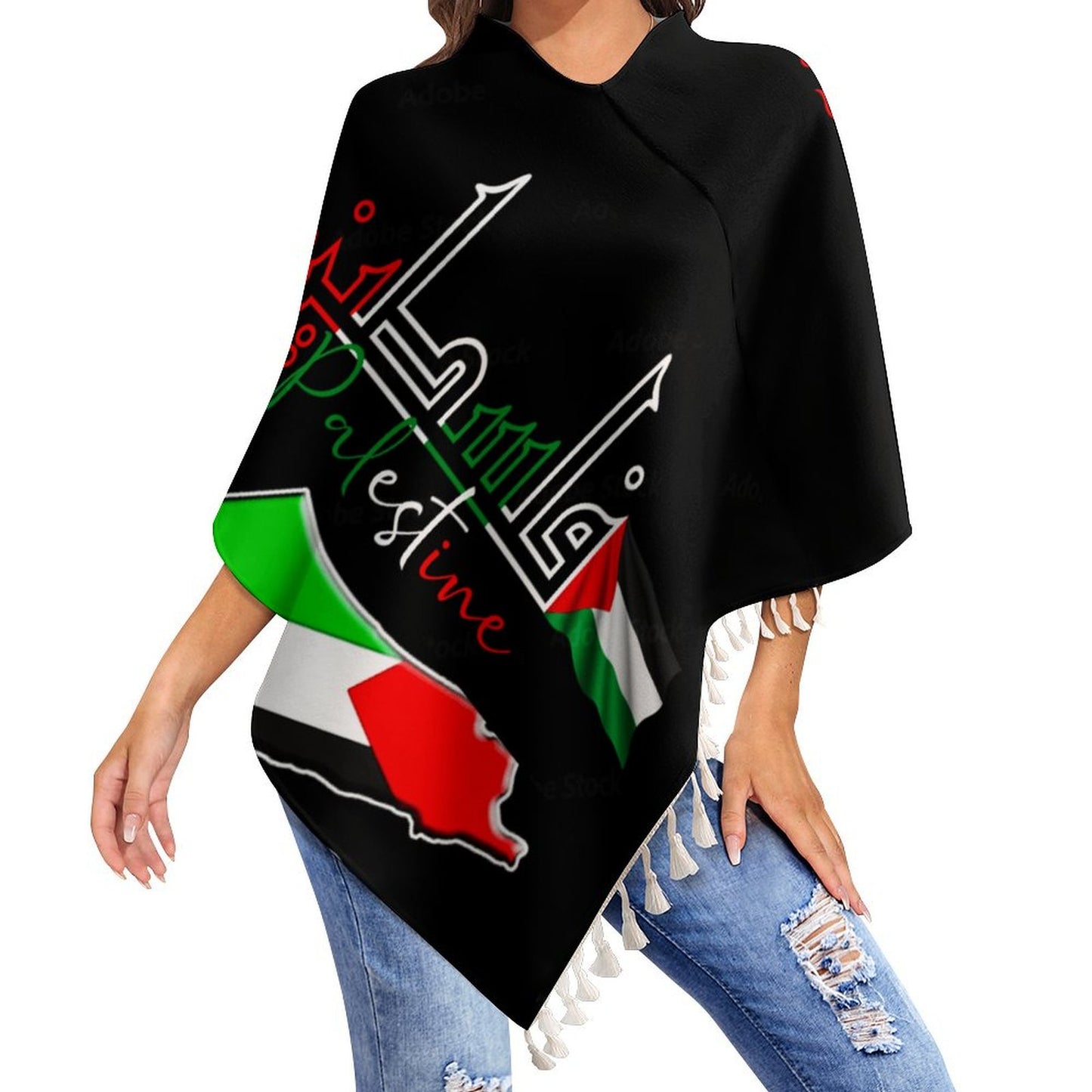 WOMENS PALESTINE KNITTED CAPE