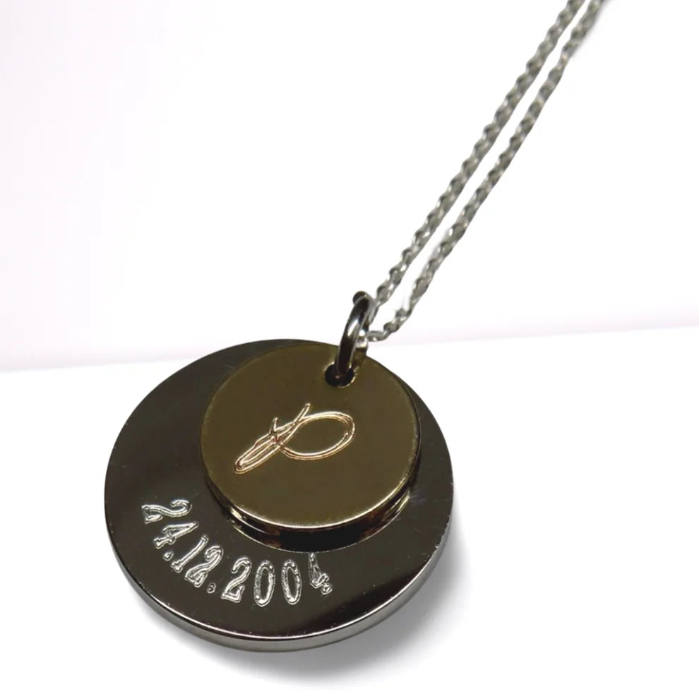 BORDER NECKLACE WITH INITIAL MINI DISC - PERSONALISED