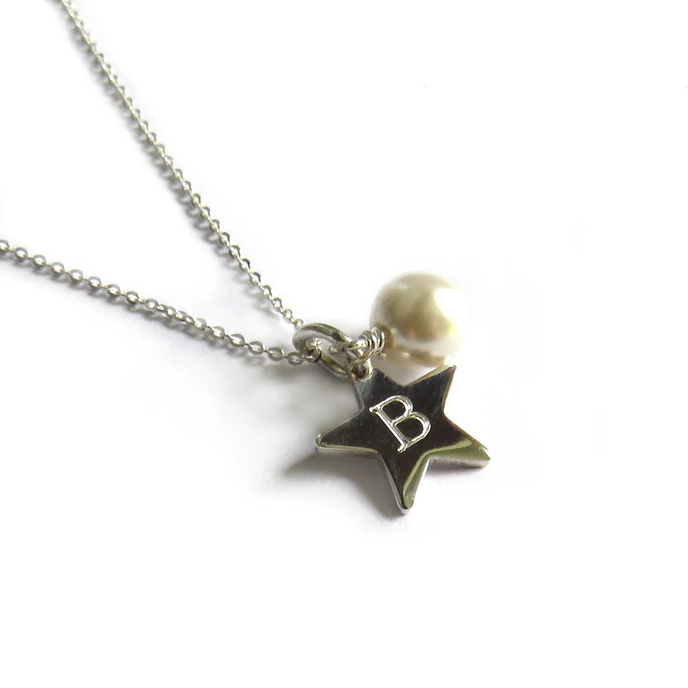 MINI STERLING SILVER STAR WITH PEARL NECKLACE