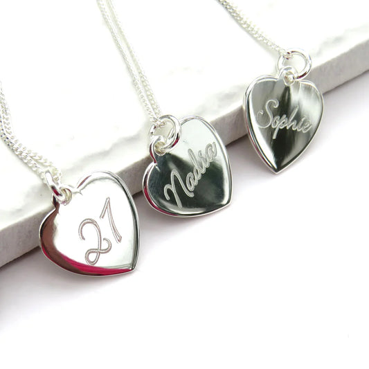 STERLING SILVER HEART NECKLACE  - PERSONALISED