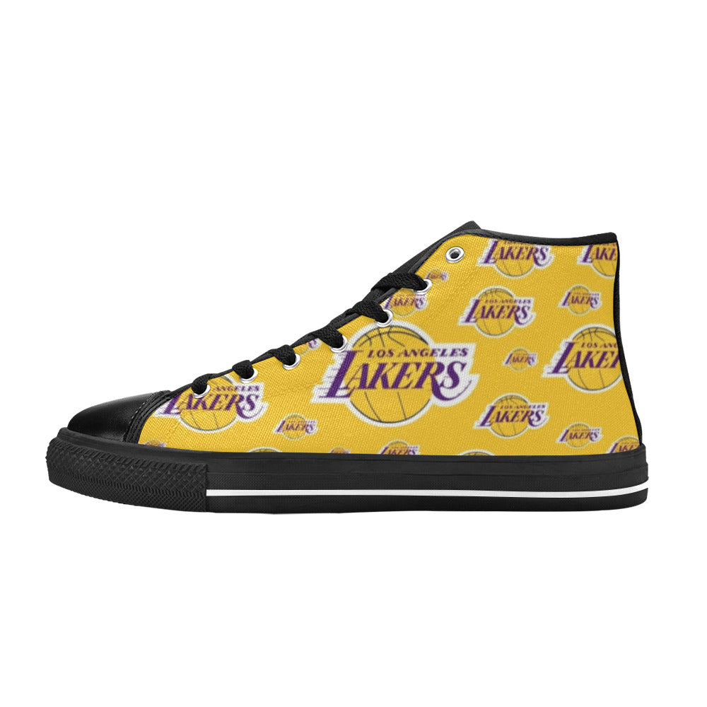 LA LAKERS Kid's High Top Canvas Shoes - BLACK