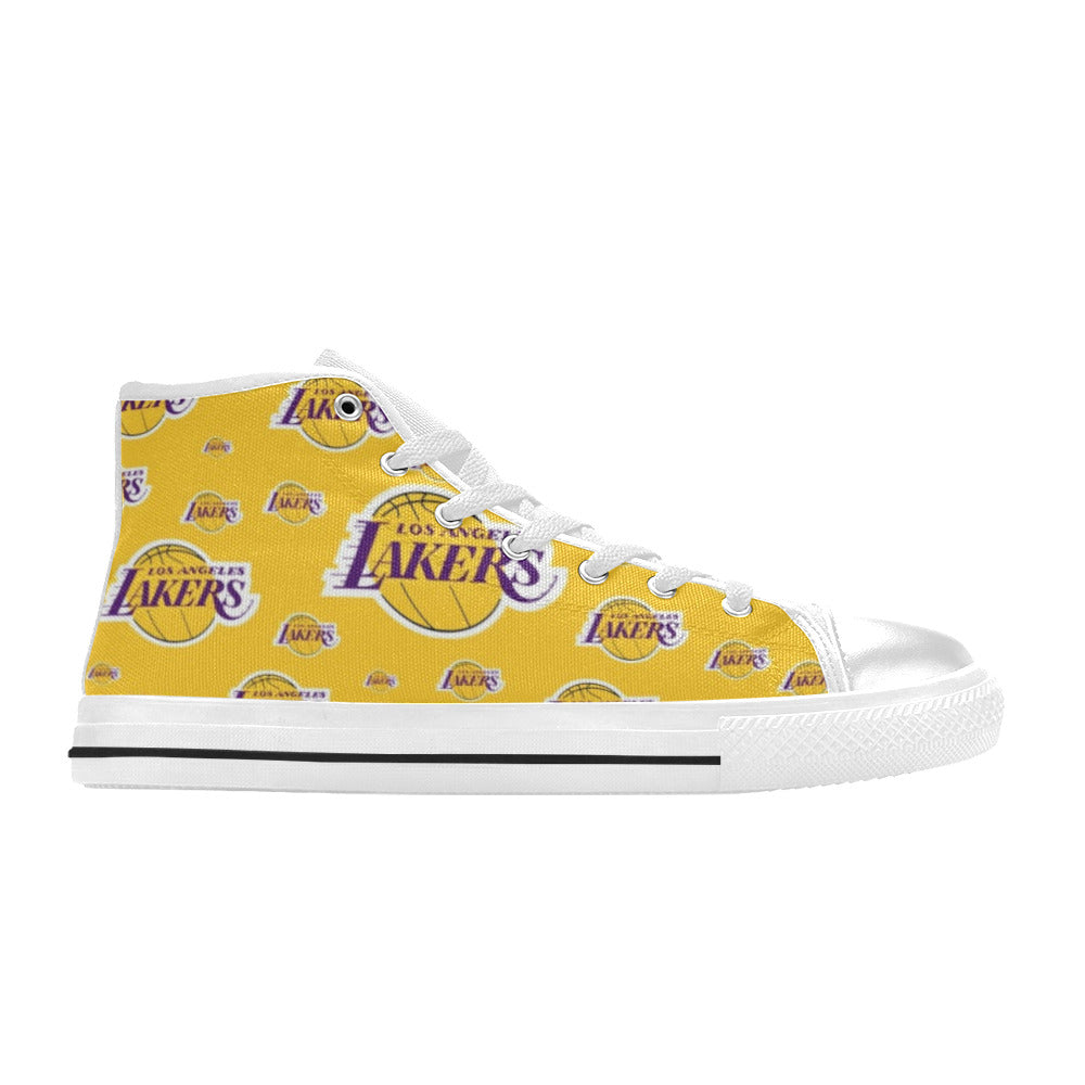 LA LAKERS - Kid's High Top Canvas Shoes - WHITE