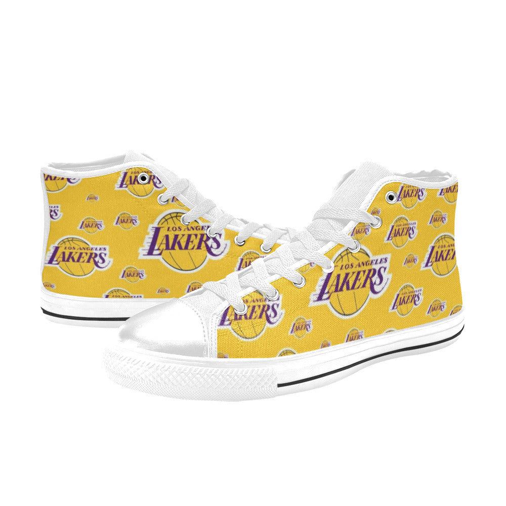 LA LAKERS - Kid's High Top Canvas Shoes - WHITE