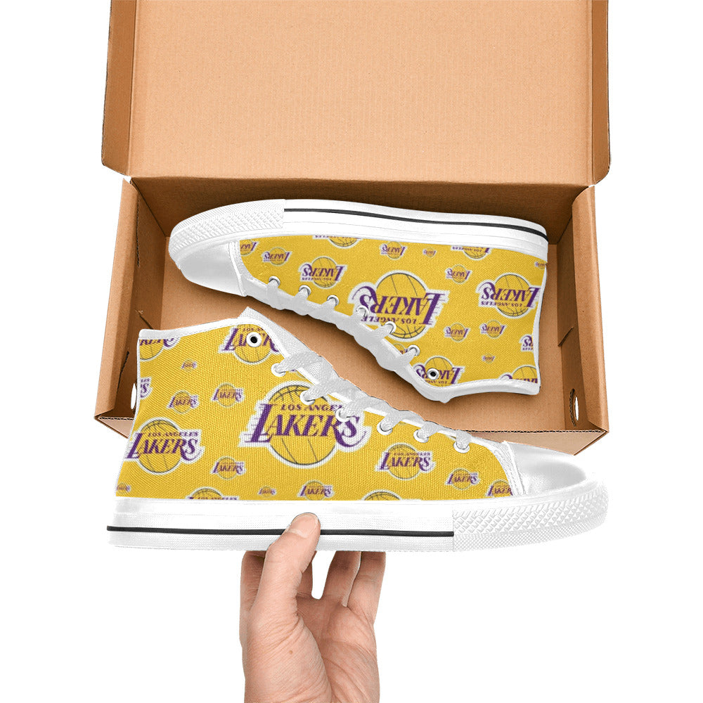 LA LAKERS - Kid's High Top Canvas Shoes - WHITE