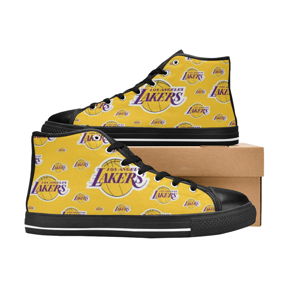 LA LAKERS Kid's High Top Canvas Shoes - BLACK