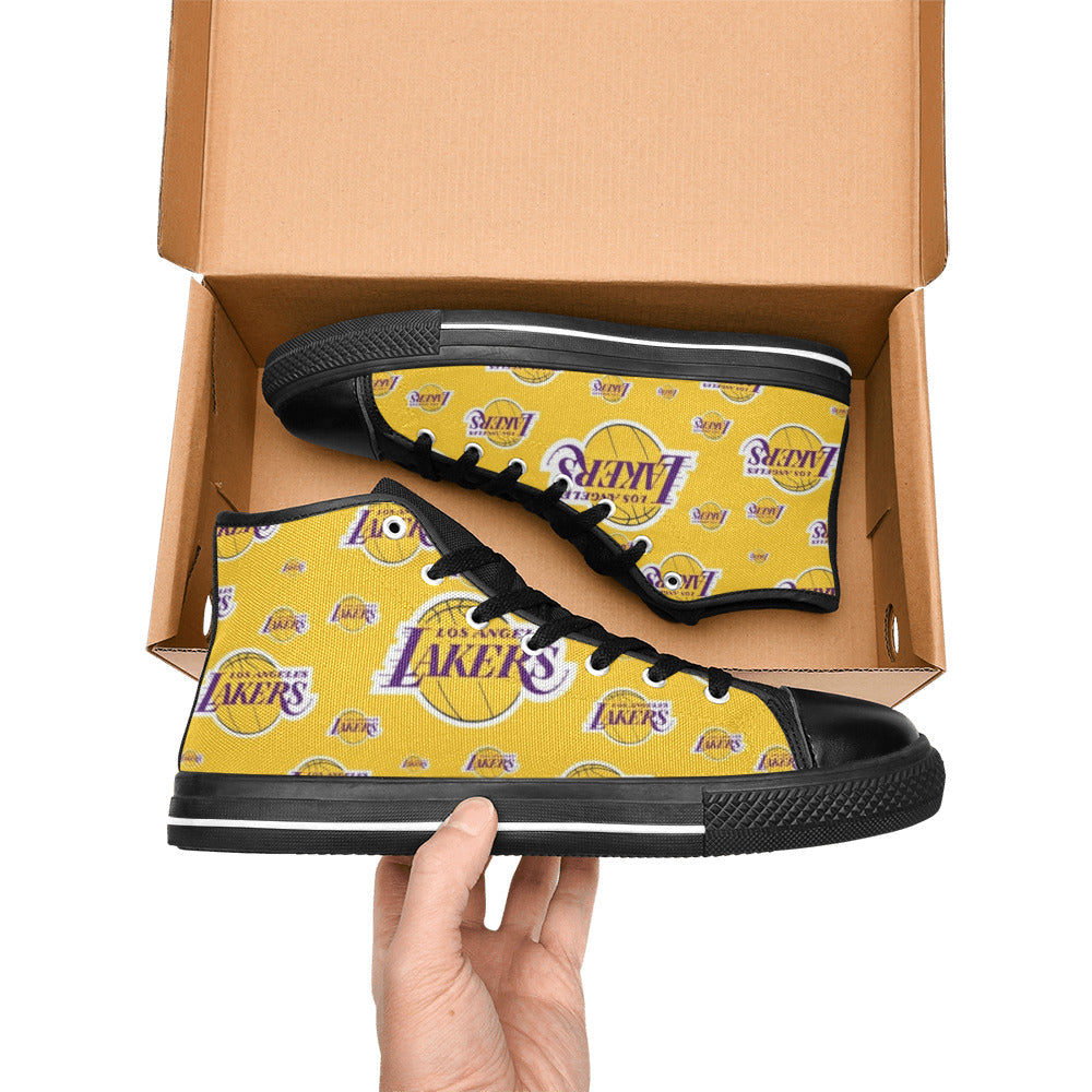 LA LAKERS Kid's High Top Canvas Shoes - BLACK