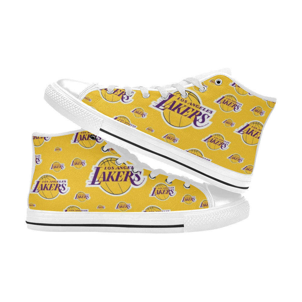 LA LAKERS - Kid's High Top Canvas Shoes - WHITE