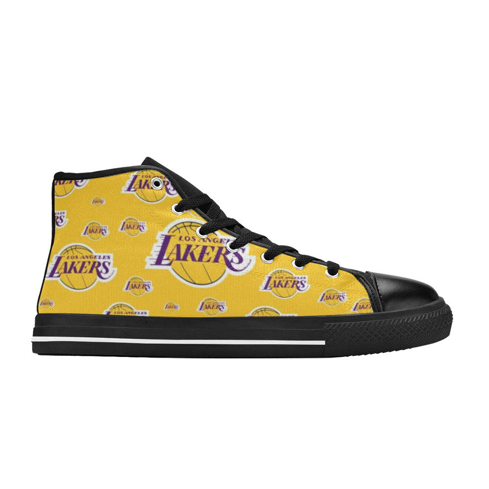 LA LAKERS Kid's High Top Canvas Shoes - BLACK