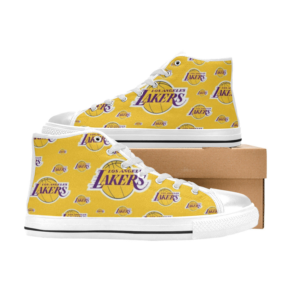 LA LAKERS - Kid's High Top Canvas Shoes - WHITE