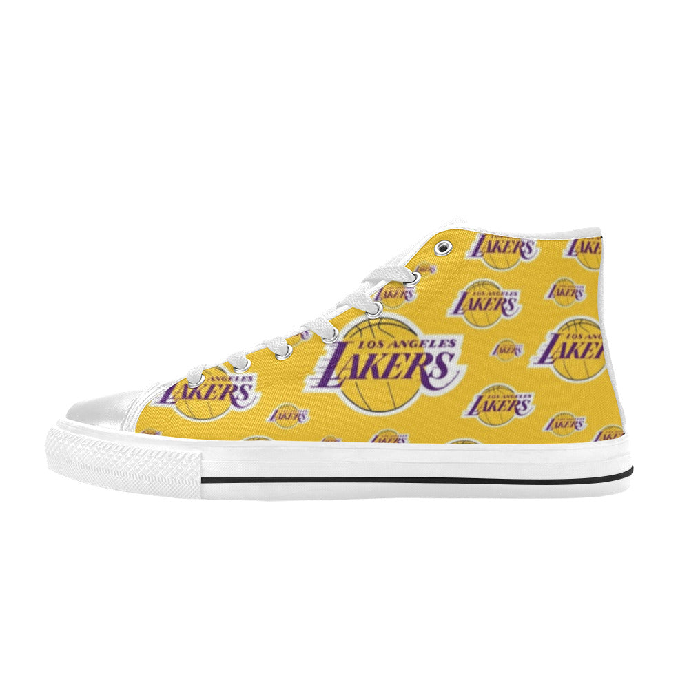 LA LAKERS - Kid's High Top Canvas Shoes - WHITE