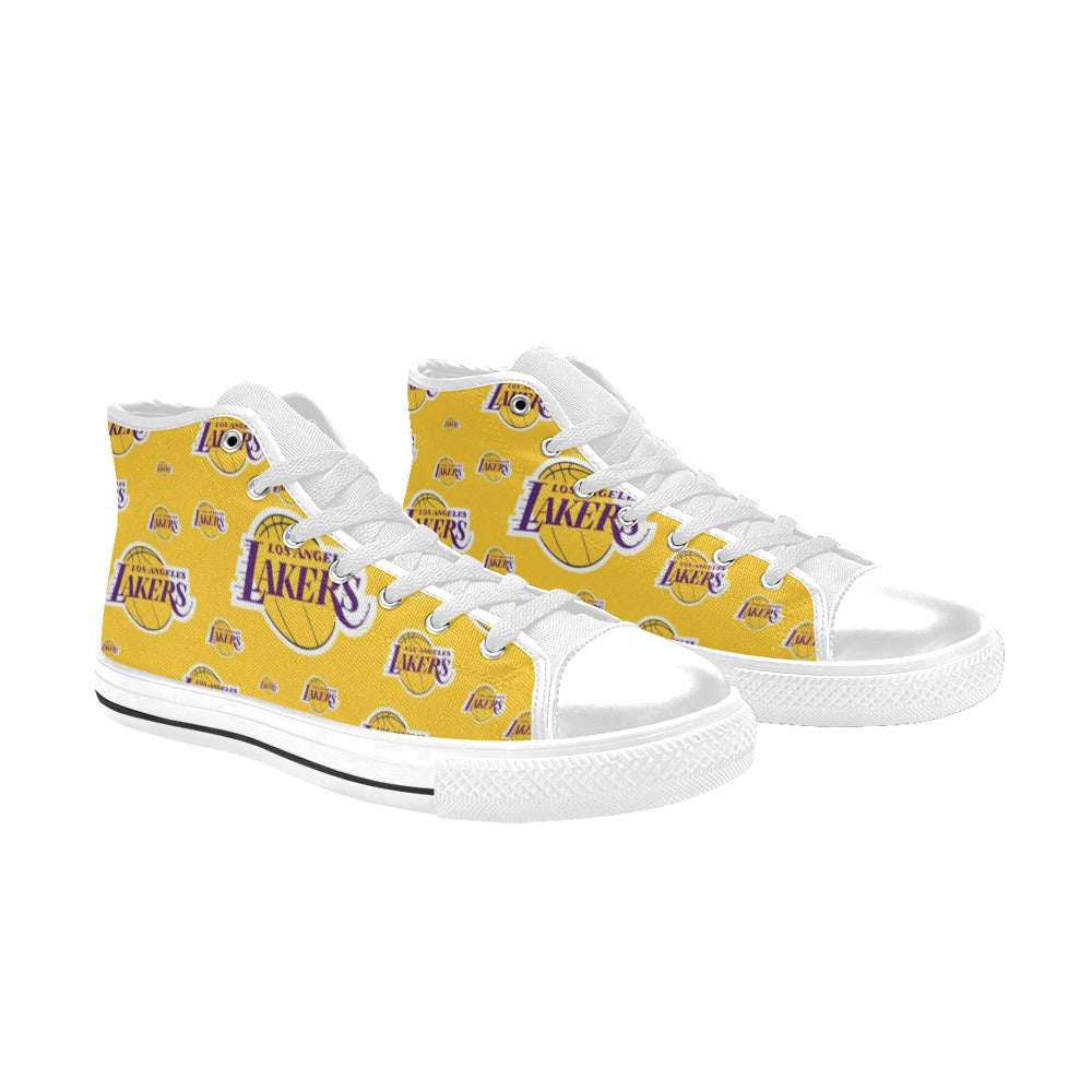 LA LAKERS - Kid's High Top Canvas Shoes - WHITE