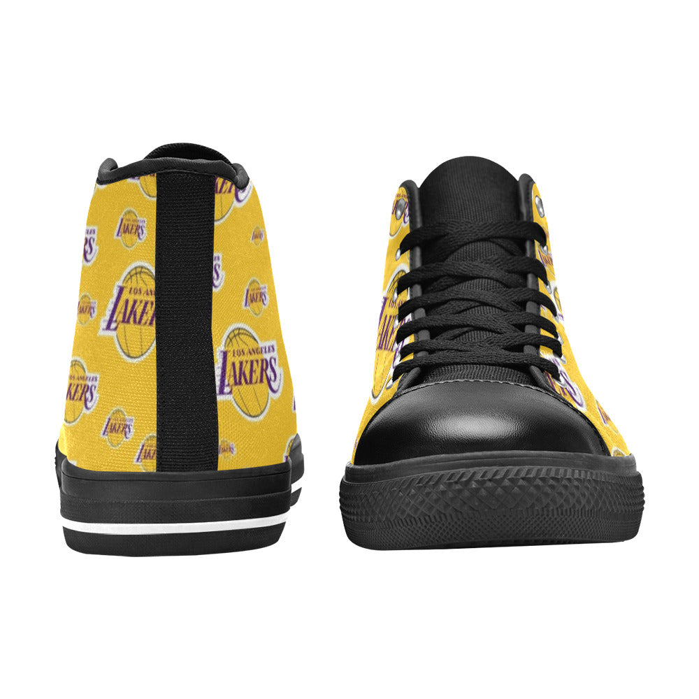 LA LAKERS Kid's High Top Canvas Shoes - BLACK