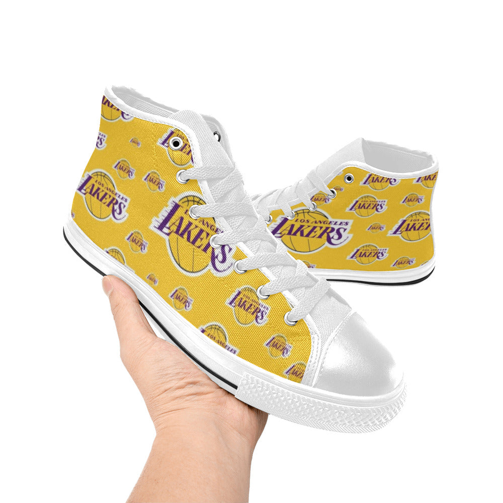 LA LAKERS - Kid's High Top Canvas Shoes - WHITE