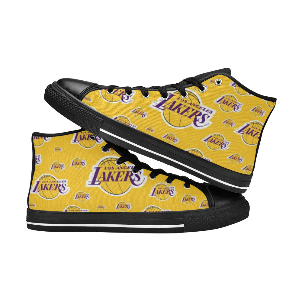 LA LAKERS Kid's High Top Canvas Shoes - BLACK