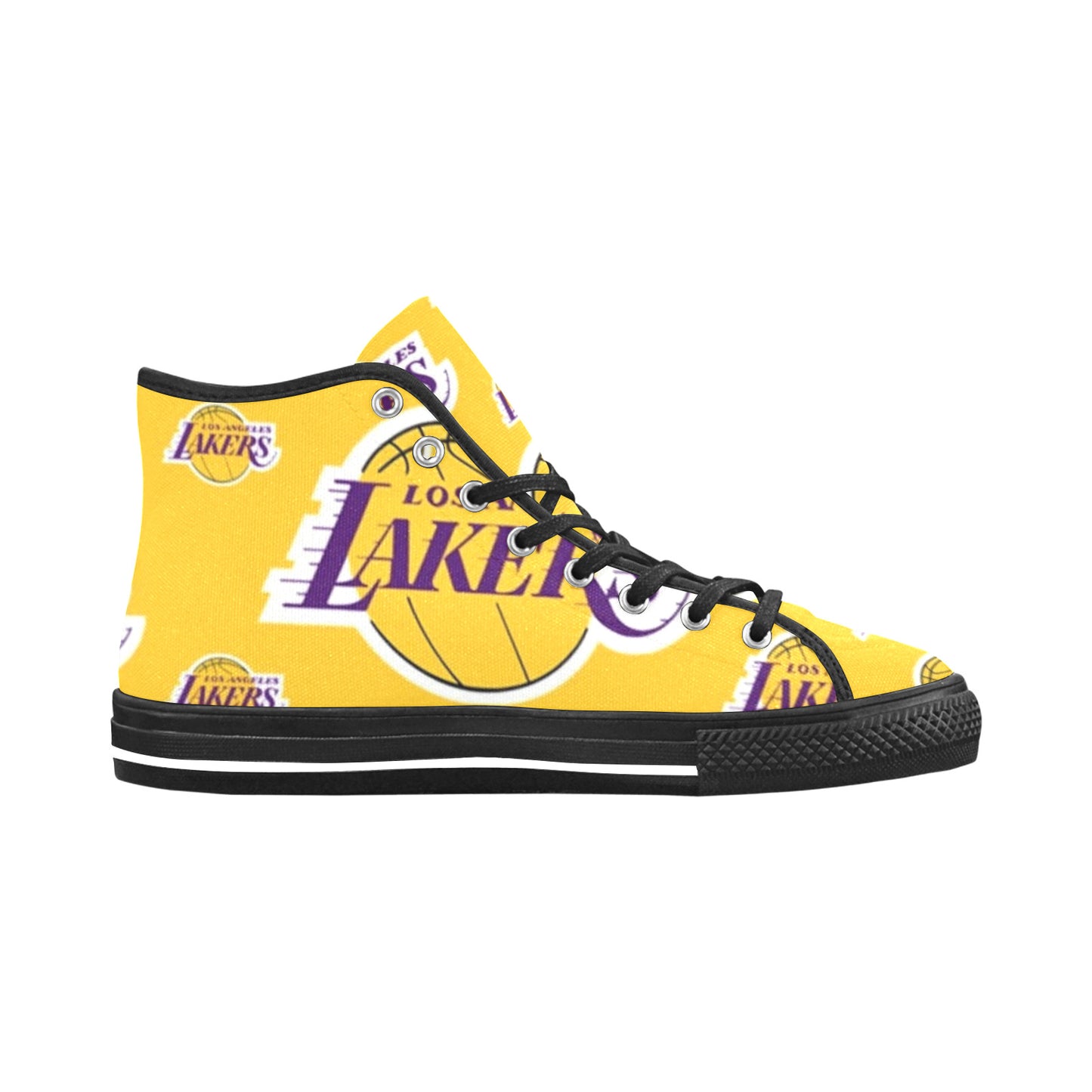 LA LAKERS Men's Vancouver High Top Canvas Shoes - BLACK