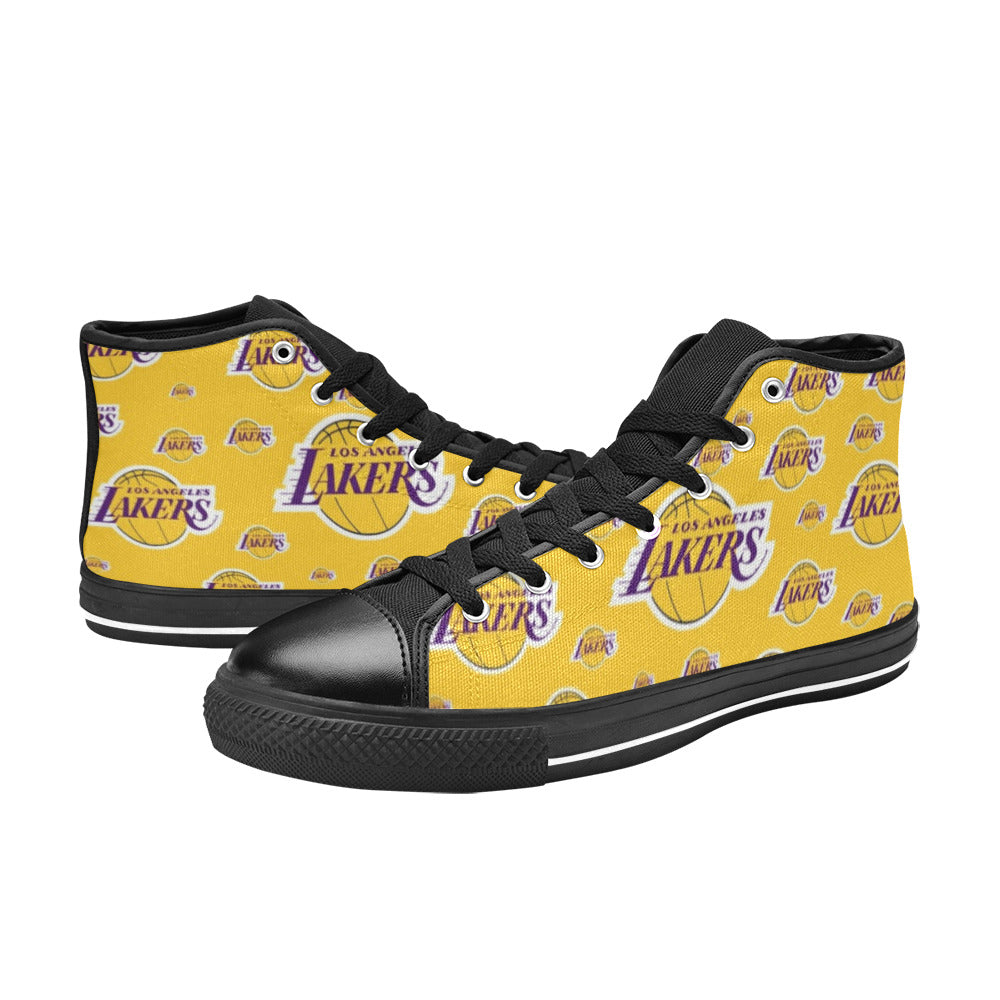 LA LAKERS Kid's High Top Canvas Shoes - BLACK