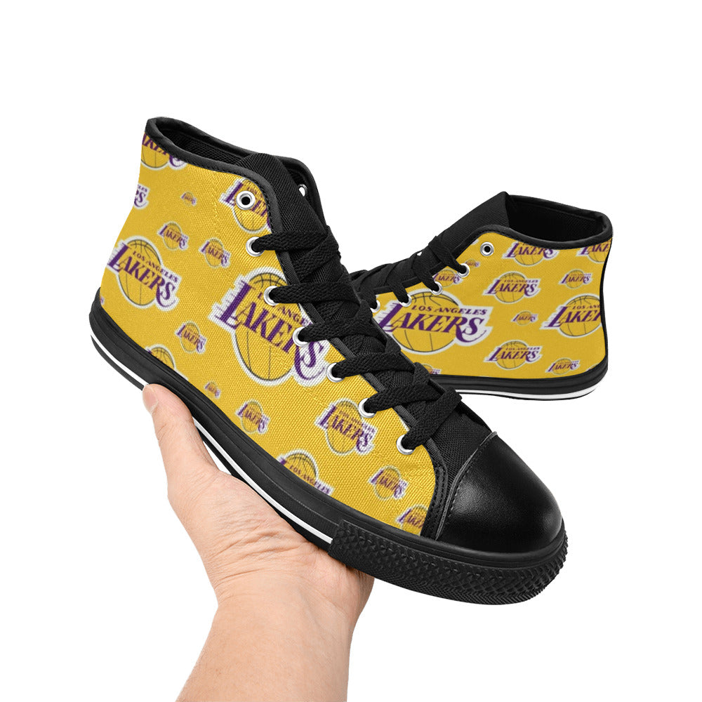 LA LAKERS Kid's High Top Canvas Shoes - BLACK