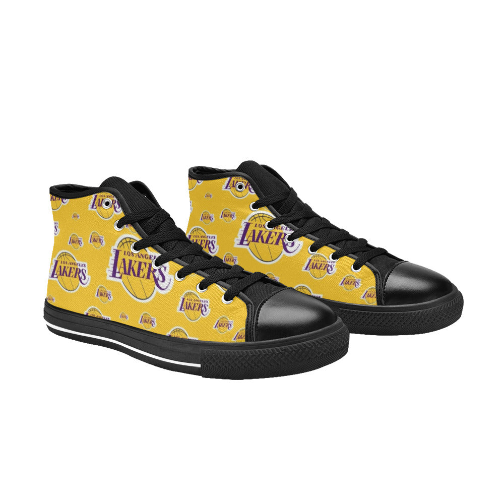 LA LAKERS Kid's High Top Canvas Shoes - BLACK