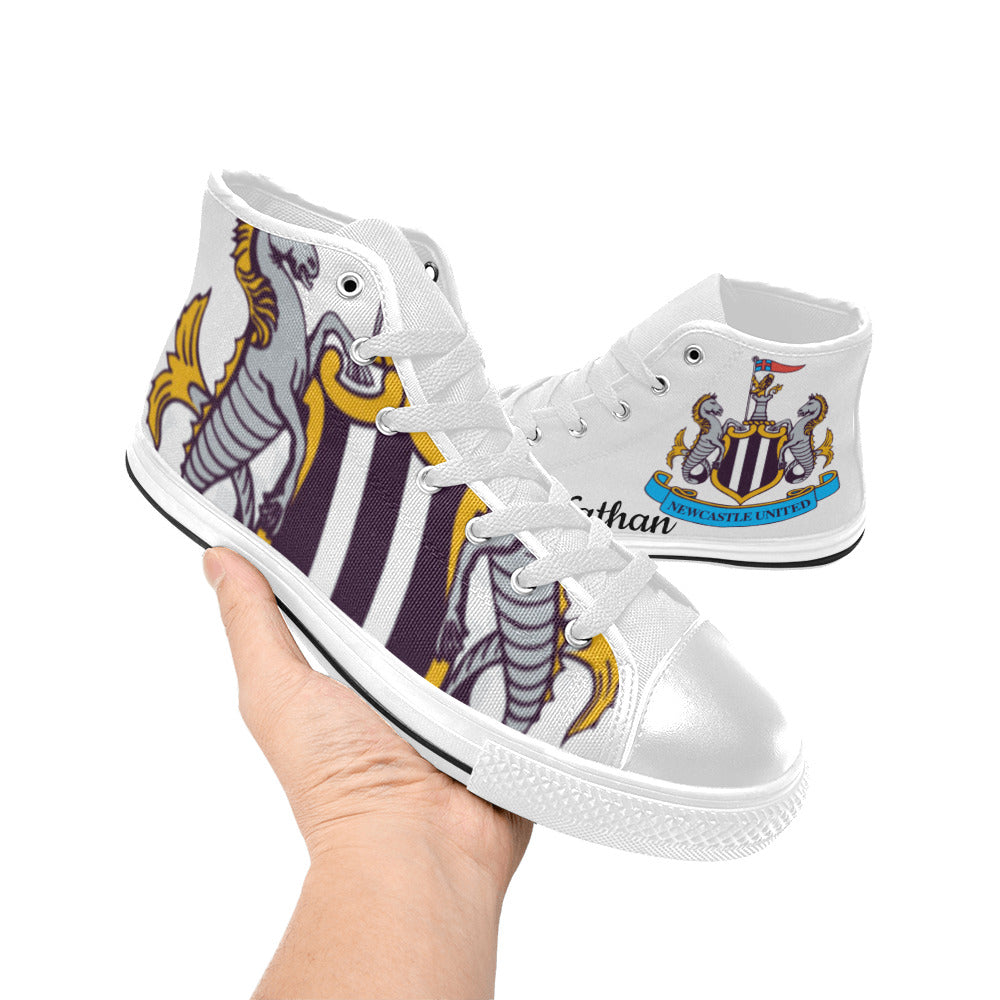 NEWCASTLE UTD Kid's High Top Canvas Shoes - WHITE